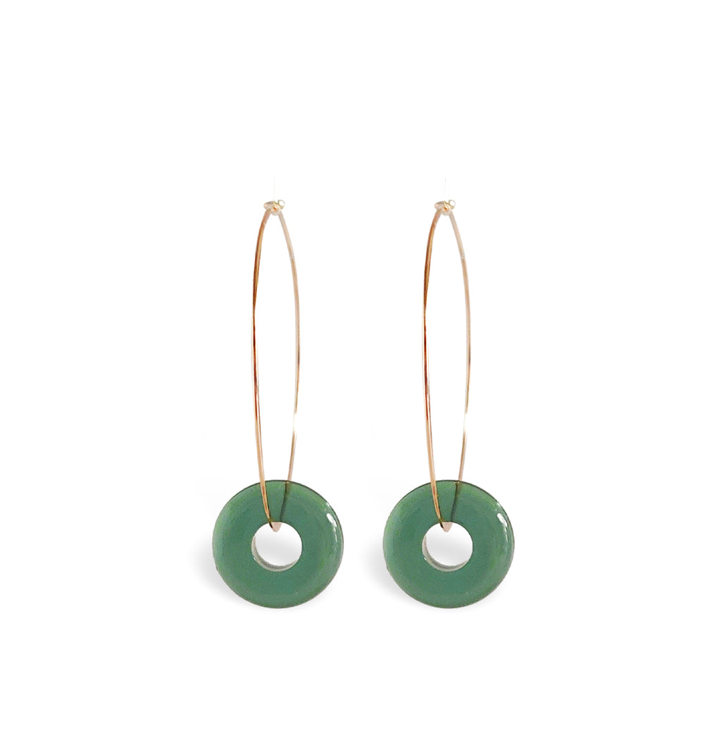 Σκουλαρίκια κρίκοι "Green Hoop"